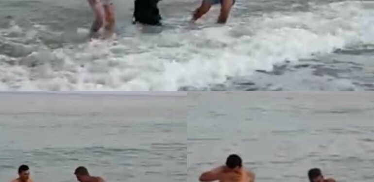 Kurbanlık keçi denize atladı, yüzerek kaçmaya çalıştı