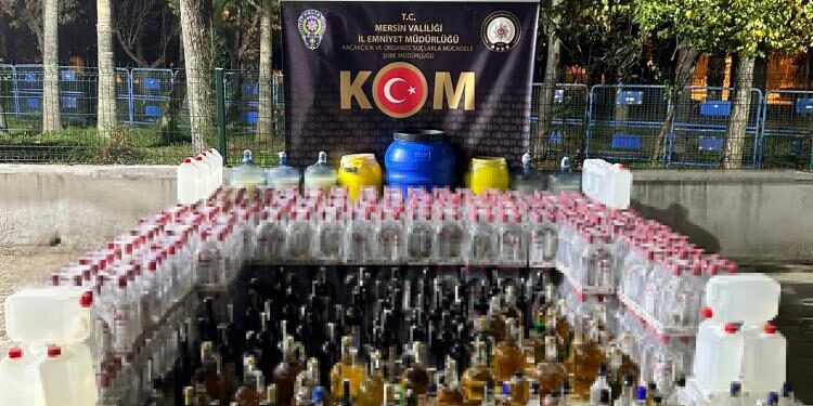 Yılbaşı öncesi Mersin’de bin 215 litre sahte alkol ele geçirildi