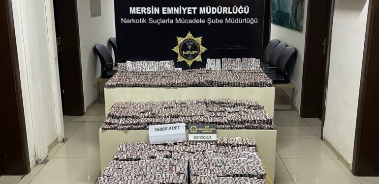 Mersin’de 56 bin adet sentetik ecza ele geçirildi: 1 gözaltı