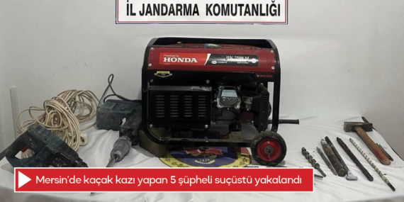 Mersin’de kaçak kazı yapan 5 şüpheli suçüstü yakalandı