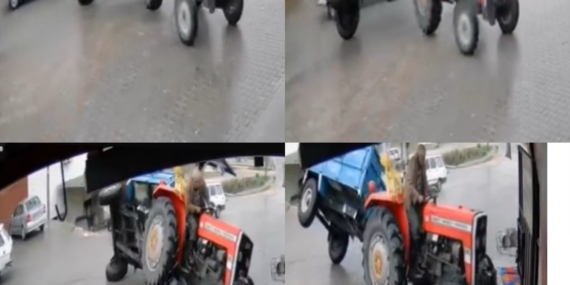 Mersin’de traktörün römorku şaha kalktı, facia kıl payı atlatıldı
