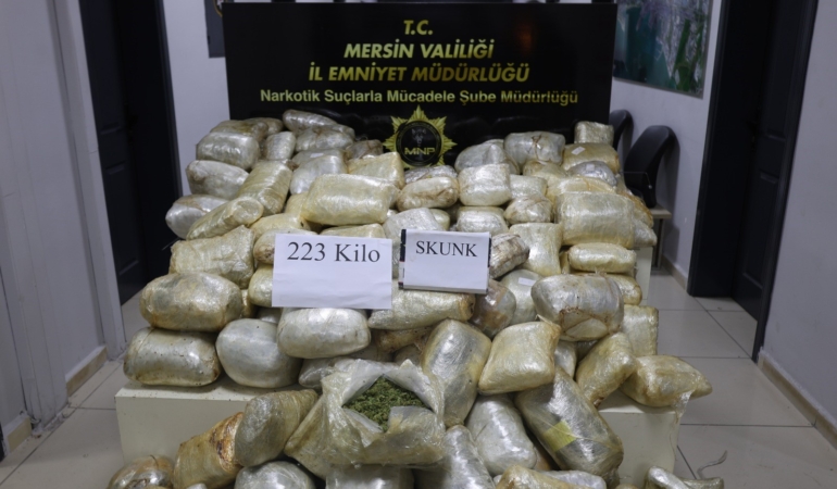 Mersin’de tıra “skunk” operasyonu: 223 kilo uyuşturucu, 1 tutuklama