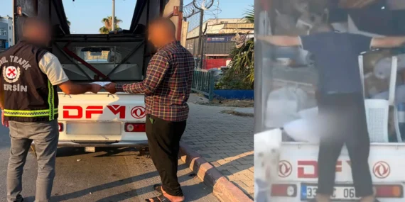 Mersin’de sosyal medyaya düşen görüntülerin ardından tehlikeli kamyonete ceza yağdı
