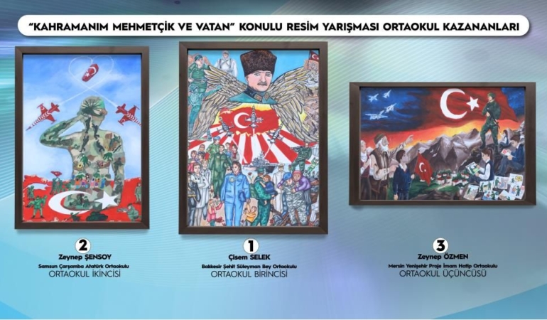 Mersinli öğrenci Türkiye üçüncüsü oldu: “Kahramanım Mehmetçik ve Vatan” yarışmasında gurur