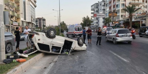 Çekicinin çarptığı otomobil ters döndü: Anne ve kızı yaralandı