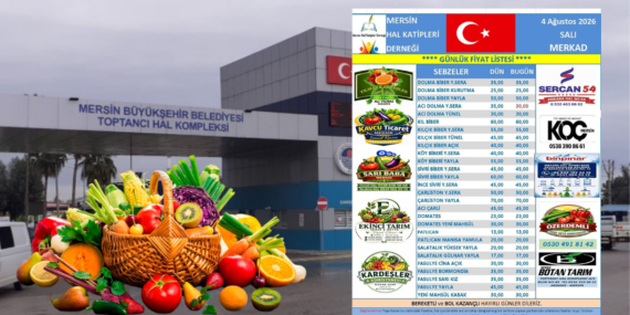 Mersin halinde 4 Ağustos sebze fiyatları açıklandı